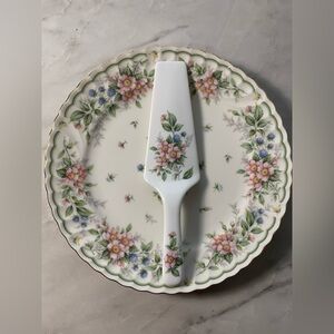 Vintage Andrea by Sade’s Porcelain Cake Platter & Server Set Botanical Entertain